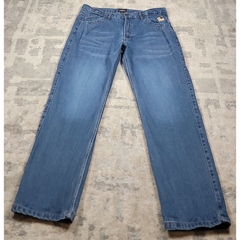 KONRECO FR Flame Resistant Protection Cat 2 Men's Blue Denim Jeans Sz 36x32
